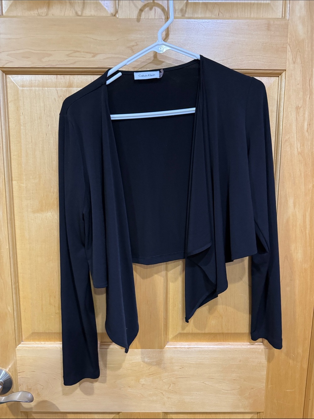 Calvin Klein Black Open-Front Draped Shrug size S
